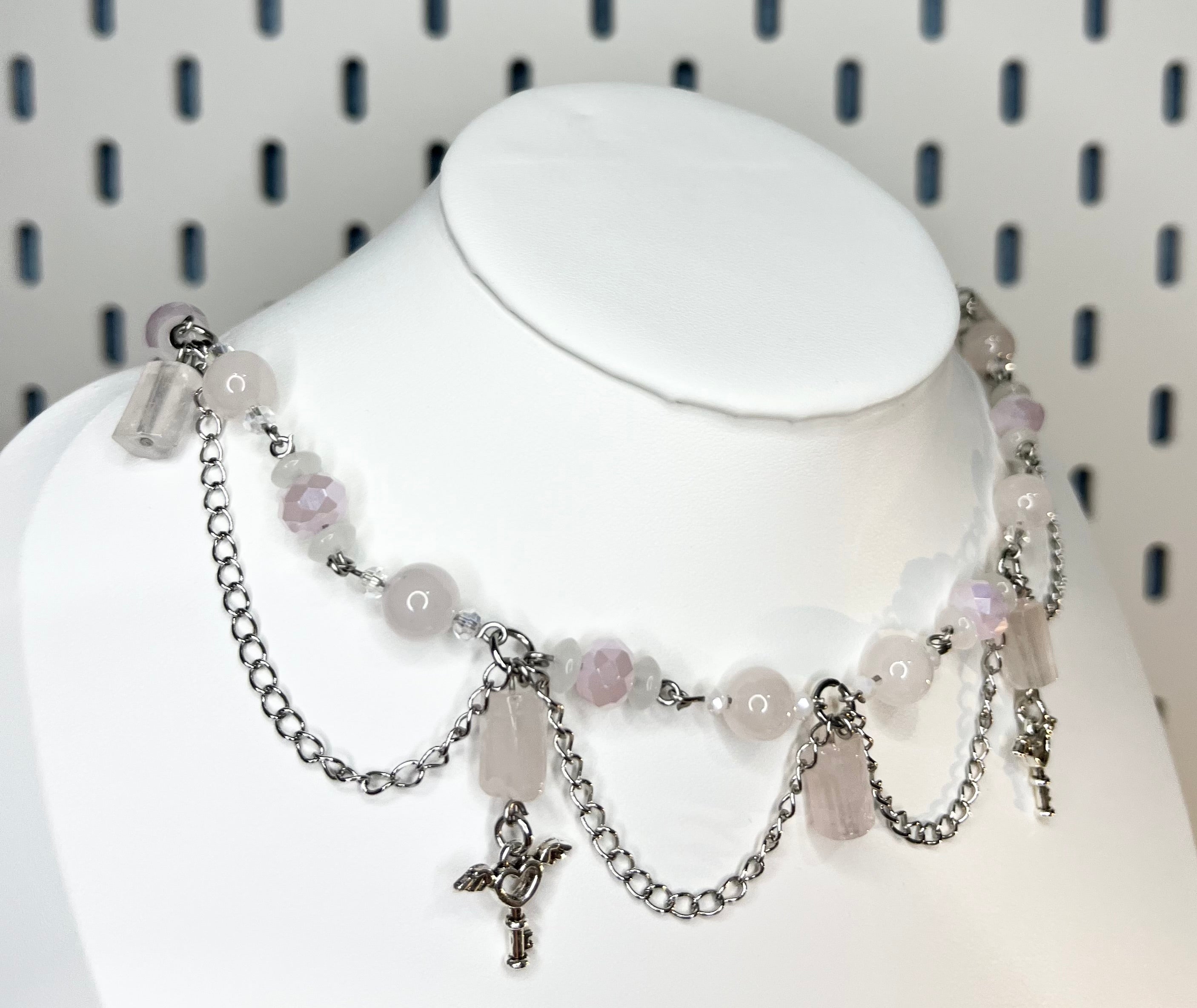 Zestaw Biżuterii z Kwarcem Różowym