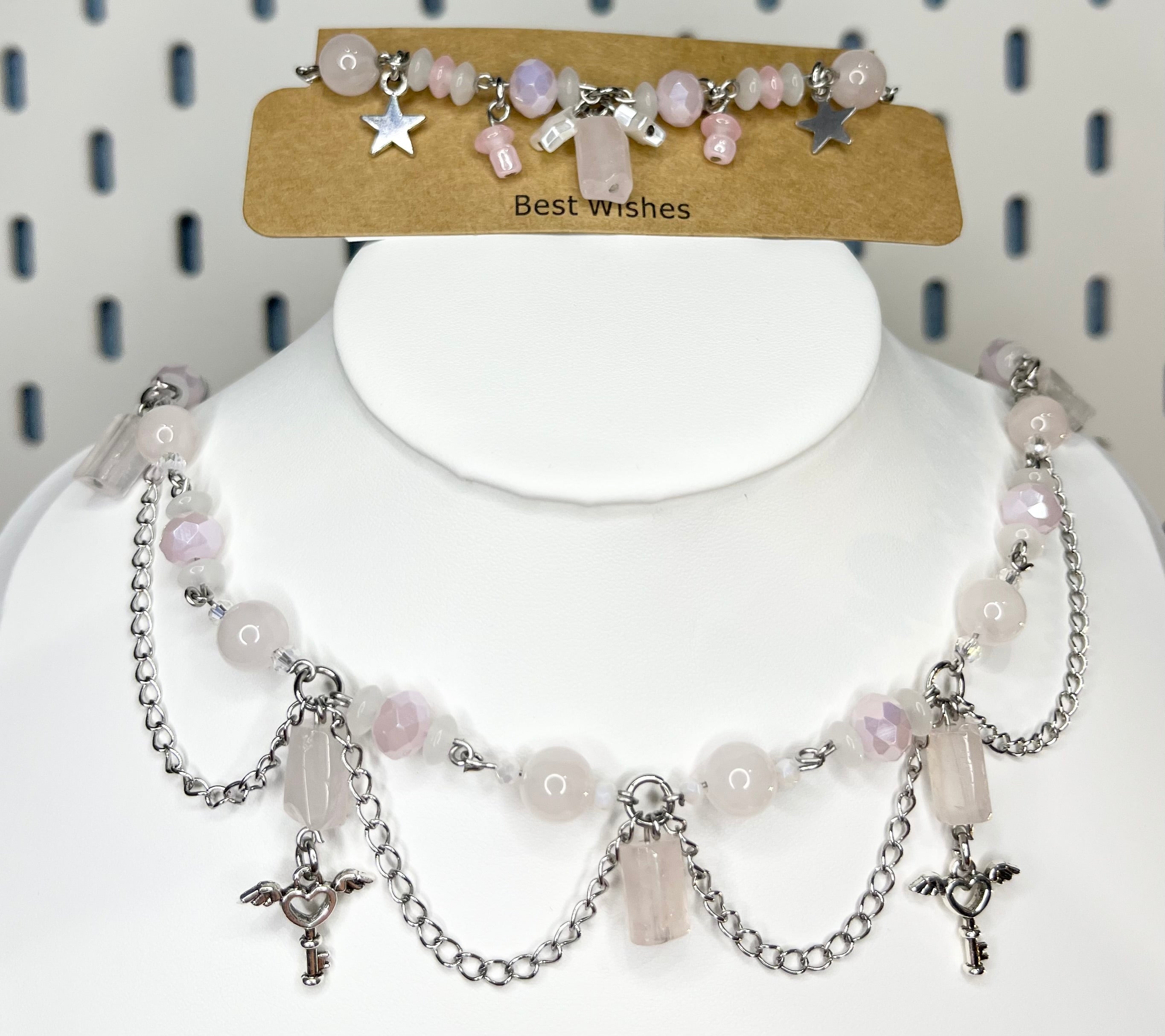 Zestaw Biżuterii z Kwarcem Różowym